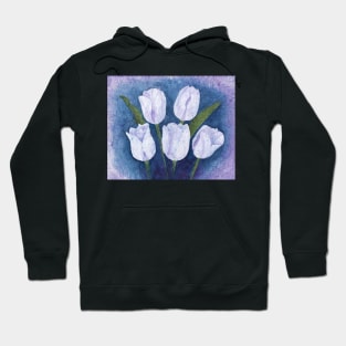 White Evening Tulips on Masa Paper Hoodie